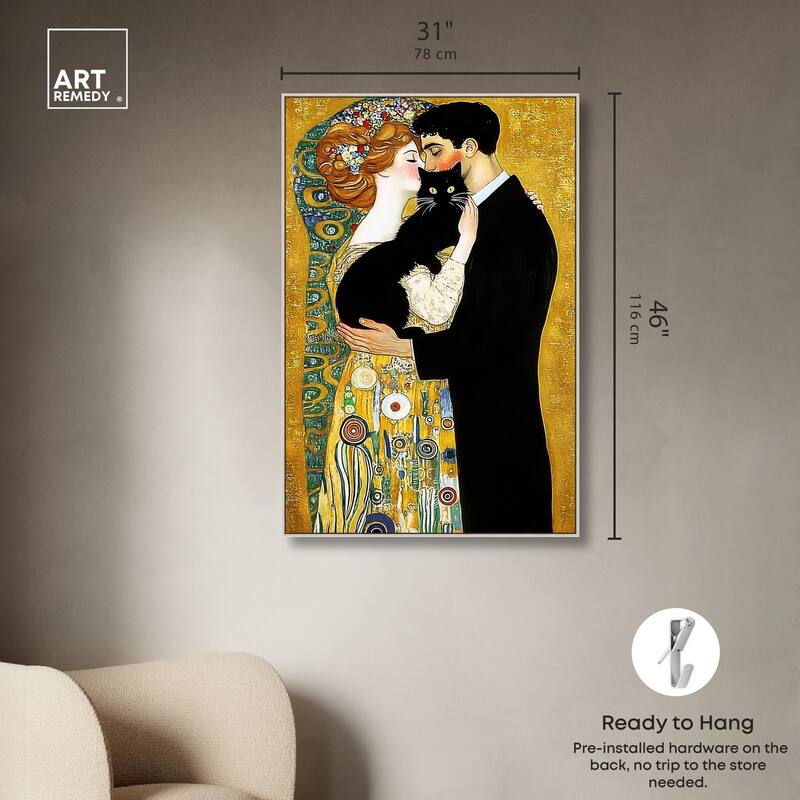 Kiss with Cat Canvas by Art Remedy