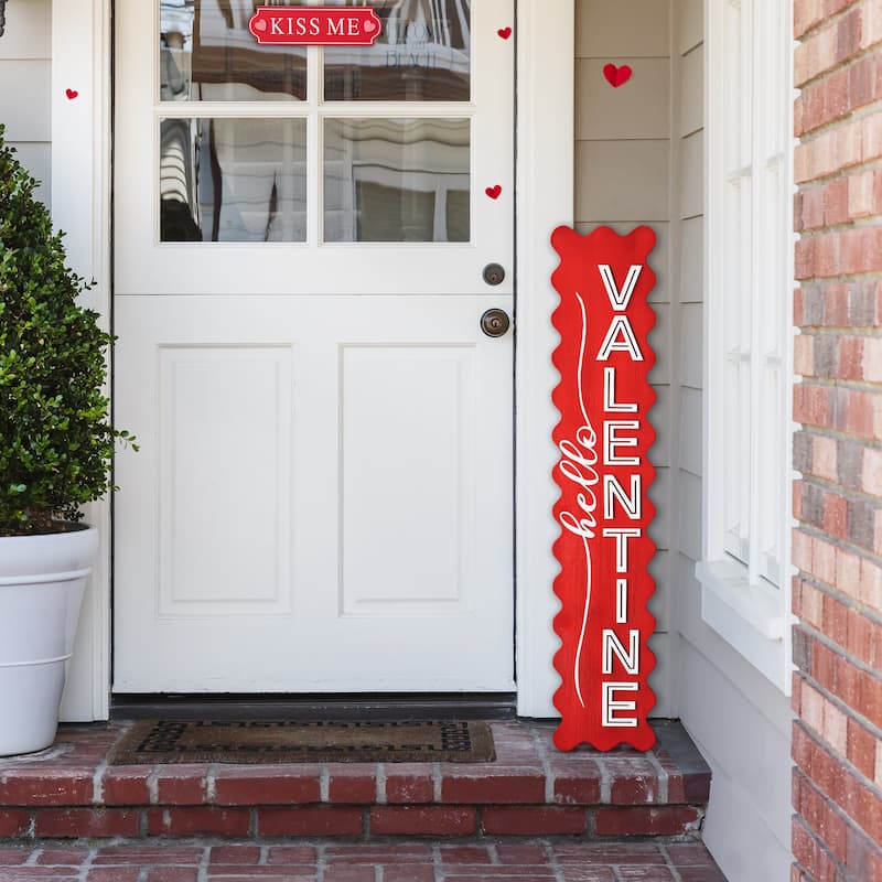 Glitzhome Wooden Happy Valentine's Day Porch Sign Decor