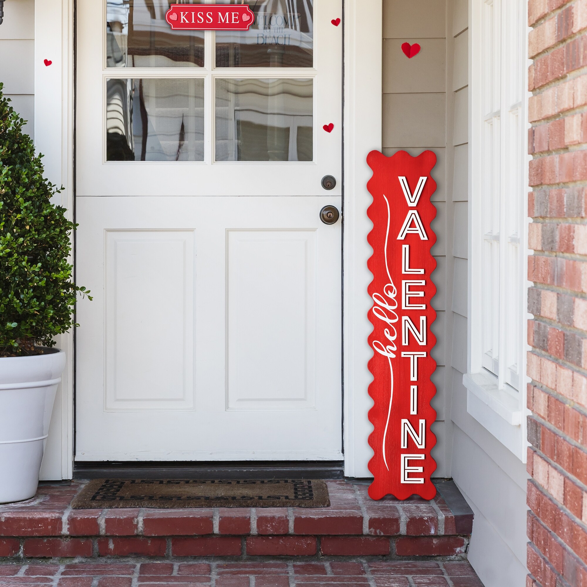 Glitzhome Wooden Happy Valentine's Day Porch Sign Decor - On Sale