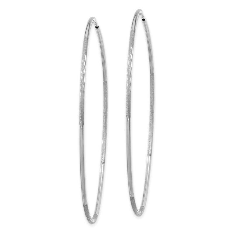 Curata 14k White Gold Sparkle Cut Endless Hoop Earrings - 58x58mm