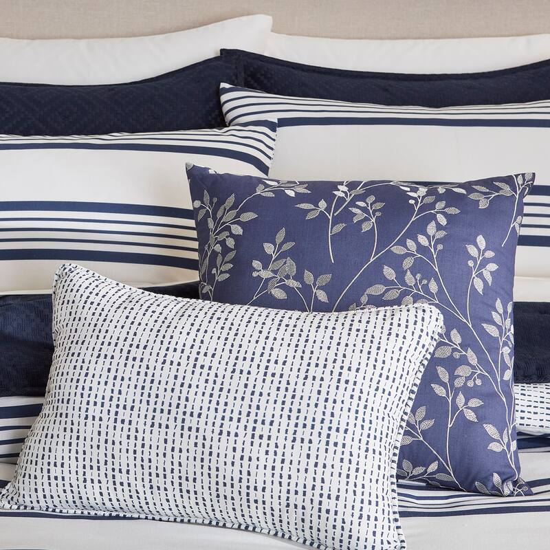 Anne Klein Archer Stripe Cotton Blend Reversible 5-Piece Comforter Set