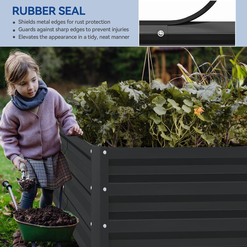Moasis Outdoor Metal Raised Garden Bed with Gloves