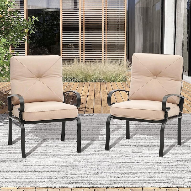 SUNCROWN 2-piece Outdoor Patio Cushioned Dining Chairs