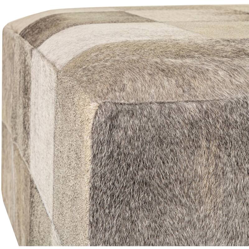 Fatime Hair on Hide Patchwork Large Ottoman