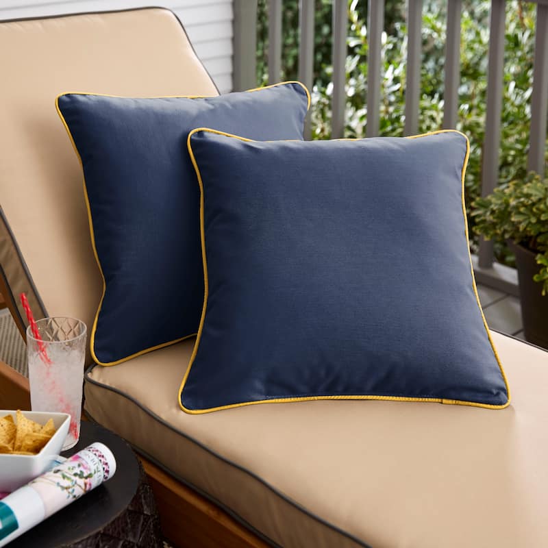 Sunbrella Canvas Navy/ Sunflower Yellow Indoor/ Outdoor Pillow Set - 24 in x 24 in