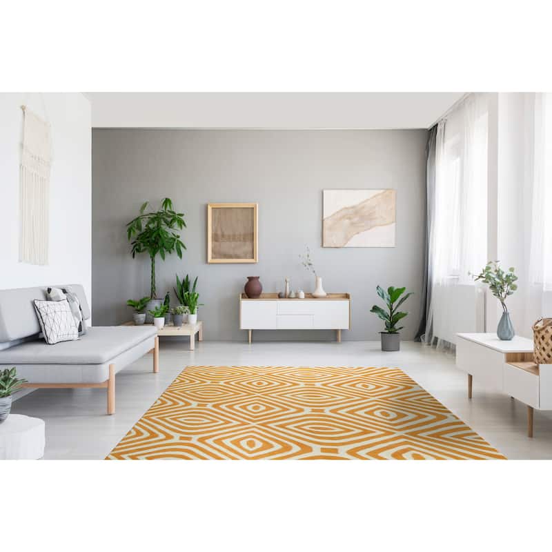 Light Orange Modern Contemporary Tufted Stripes Area Rug - Vibrant Sophistication and Modern Elegance - 5' x 8' - 5' x 8' - Light Orange