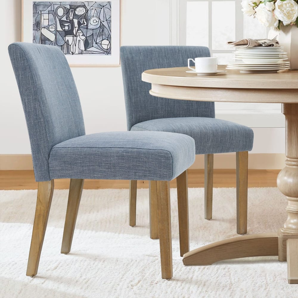 Linen Upholstered Solid Wood Dining Chair (Set of 2)