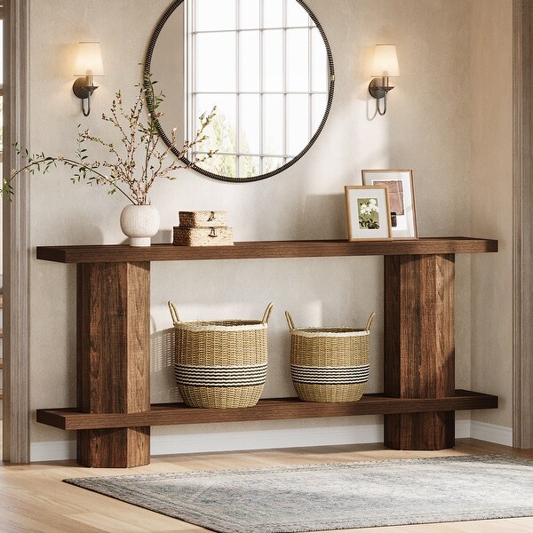 2-Tier Console Table, Farmhouse, Burlywood - On Sale - Bed Bath