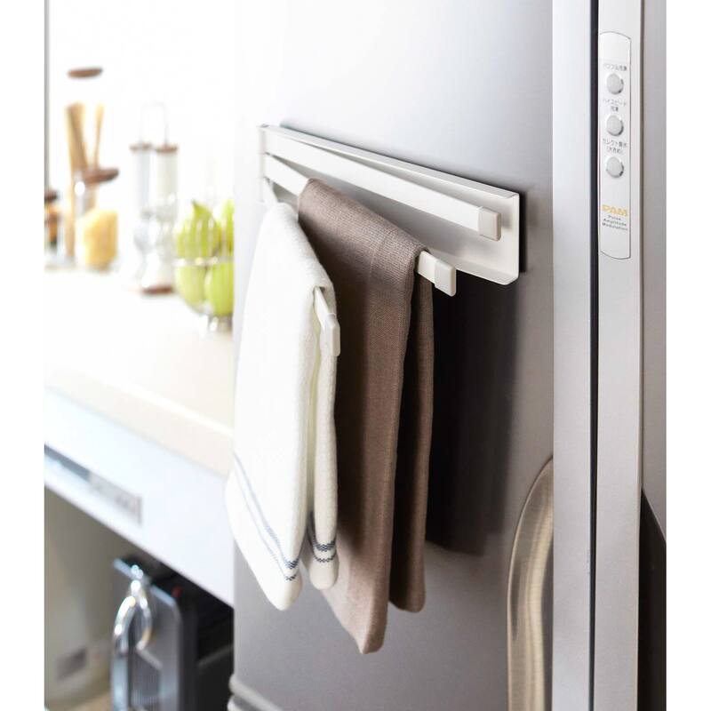 Yamazaki Home Magnetic Dish Towel Hanger, Steel, Holds 1.5 lbs - L 0.39 x W 9.45 x H 2.36 inches