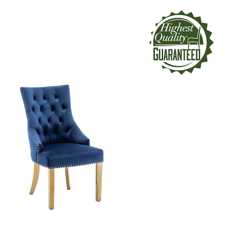 Porthos Home Drew Tufted Velvet Dining Chairs with Gold Chrome Legs, Set of 2