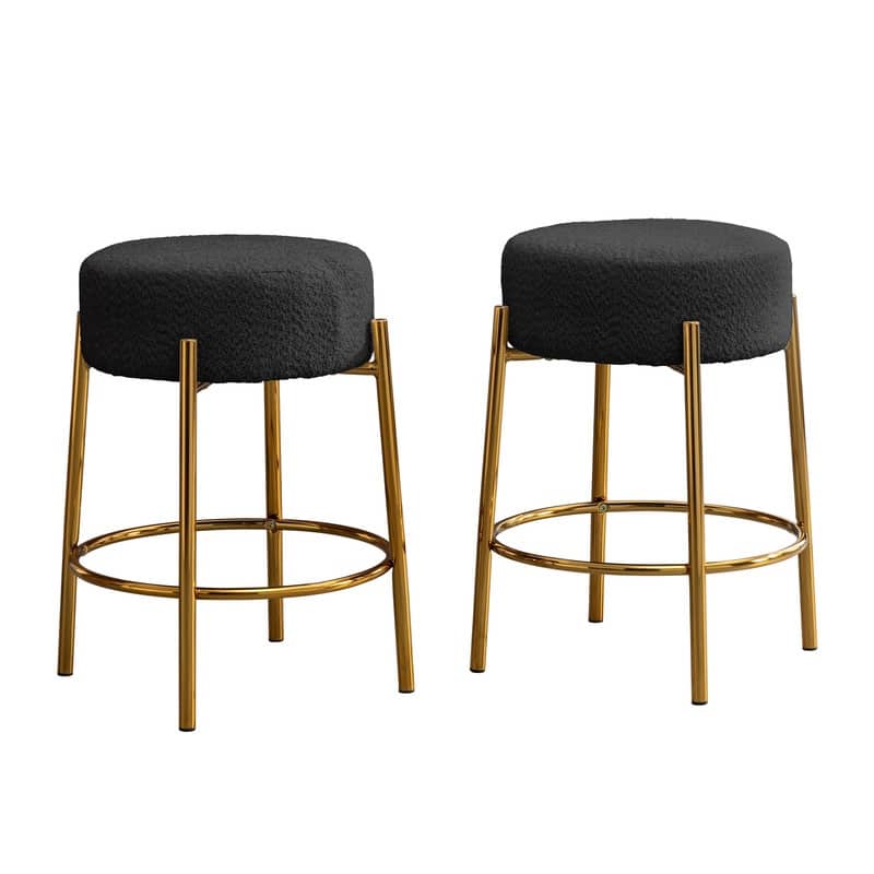 Mixoy Backless 24"Counter Height Velvet Bar Stools with steel Legs