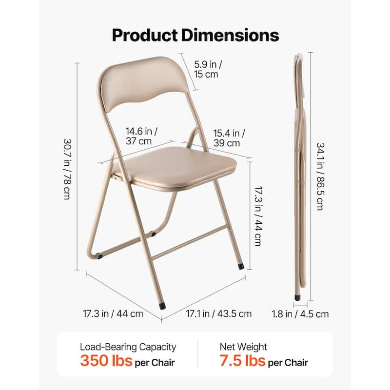 Portable Folding Leather Chair with Padded Cushion for Events