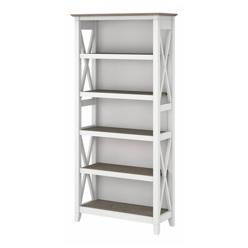 Bush Furniture Key West Tall 5 Shelf Bookcase with Adjustable Shelves