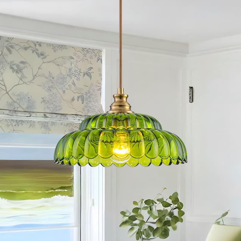 Starsky Modern 1-Light Single Novelty Glass Pendant - Green