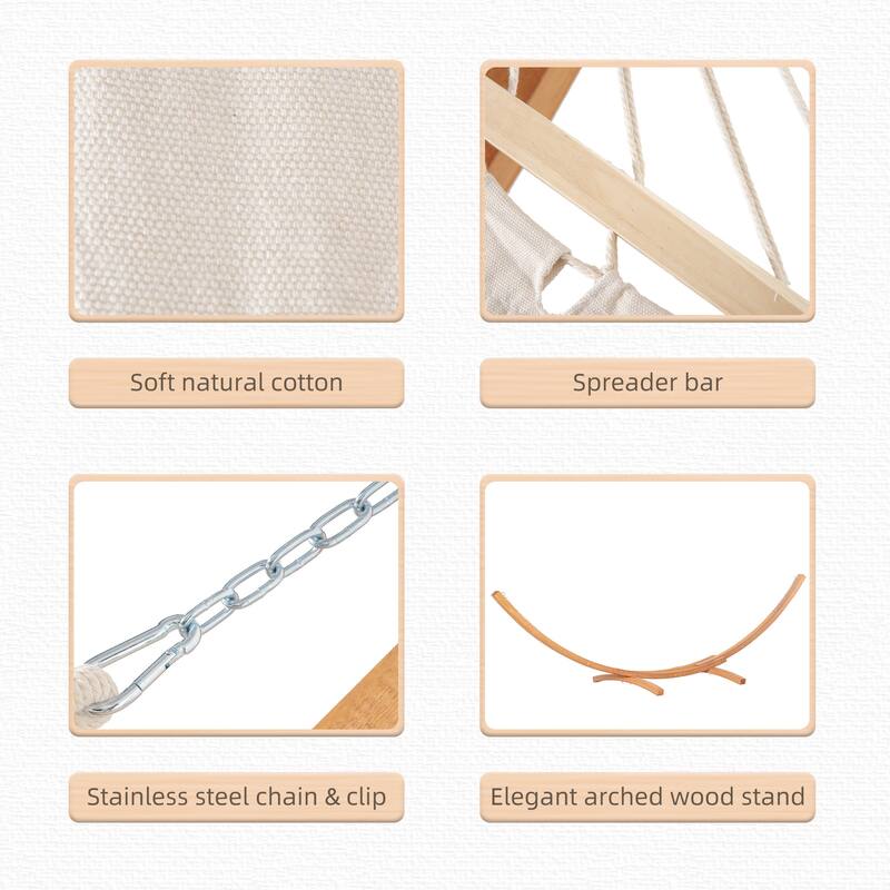 Cotton Hammock with Wooden Stand