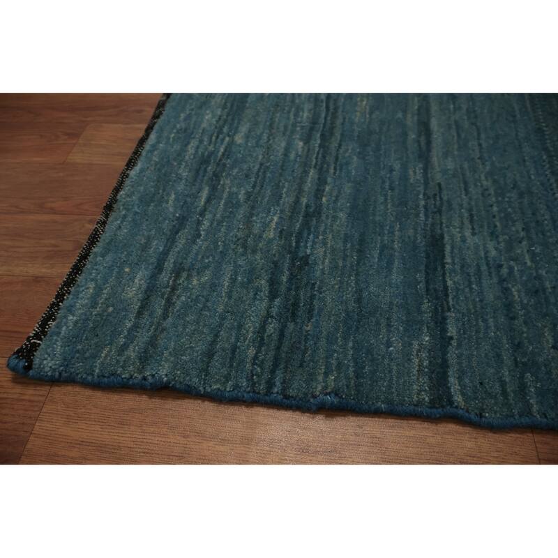 Hand Knotted Oriental 100% Wool Carpet Tribal Contemporary Navy Blue & Blues Gabbeh Area Rug - 6' 4'' X 4' 7''