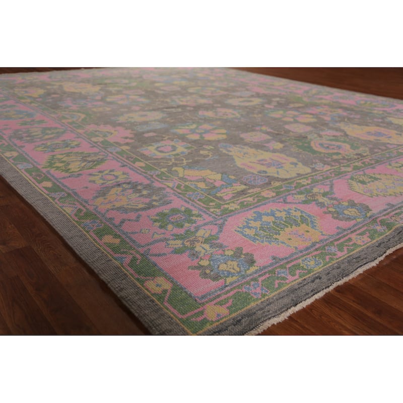 Hand Knotted Oriental 100% Wool Carpet Transitional All-Over Greys & Charcoal Oushak Area Rug - 13' 10'' X 10' 3''