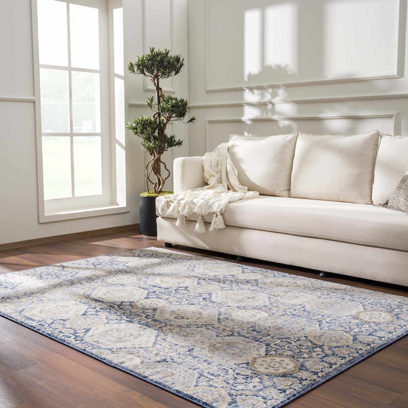 Hauteloom Bluffs Living Room, Bedroom Area Rug - Beige, Denim, Gray - 2' x 2'11" - 7'10" x 10'2" - Beige, Denim, Gray / Bluffs