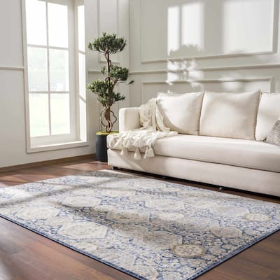 Hauteloom Bluffs Living Room, Bedroom Area Rug - Beige, Denim, Gray - 2' x 2'11"