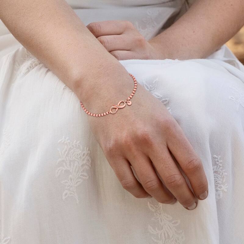 Miadora Ball Link Bracelet with Infinity Clasp in Rose Sterling Silver