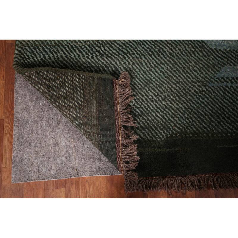 Green Gabbeh Persian Area Rug Handmade Wool Carpet - 4'7"x 10'0"