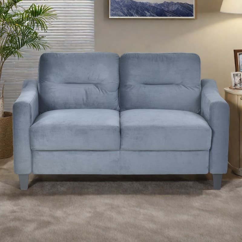 54.3" Velvet 2-Seater Sectional Sofa with Detachable Cushions