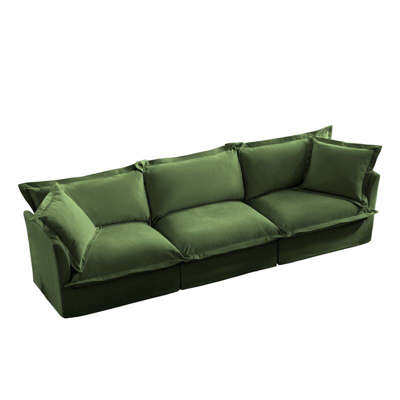 Modern 3 Seater Upholstered Sofa with 2 Pillows