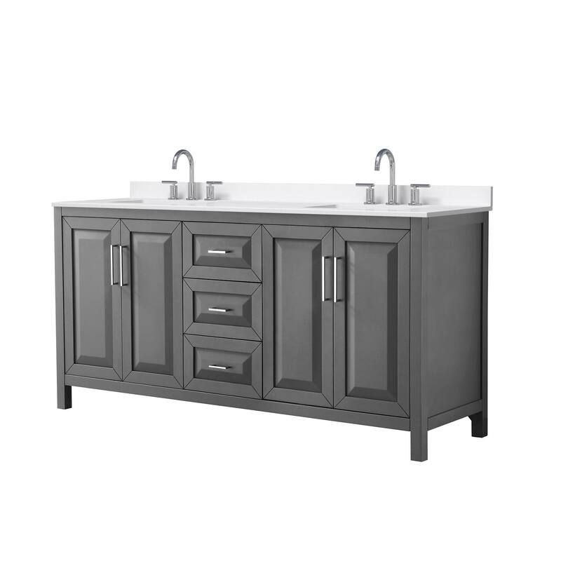 Wyndham Collection WCV252572D-QTZ-US3MXX Daria 72" Free Standing - Dark Gray / White Quartz Top / Polished Chrome