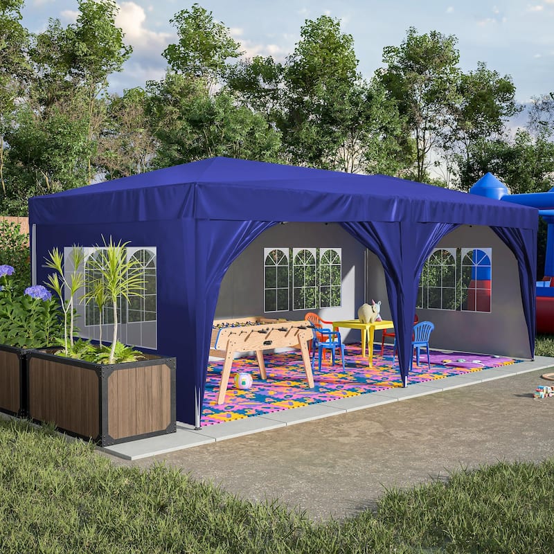 10 ft. x 20 ft. Pop Up Canopy Outdoor Portable Party Wedding Tent with 6 Removable Sidewalls and Carry Bag + 6pcs Weight Bag