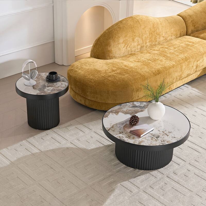 Coffee Table Set of 2 ,MDF Round Coffee Table for Living Room ,Apartment