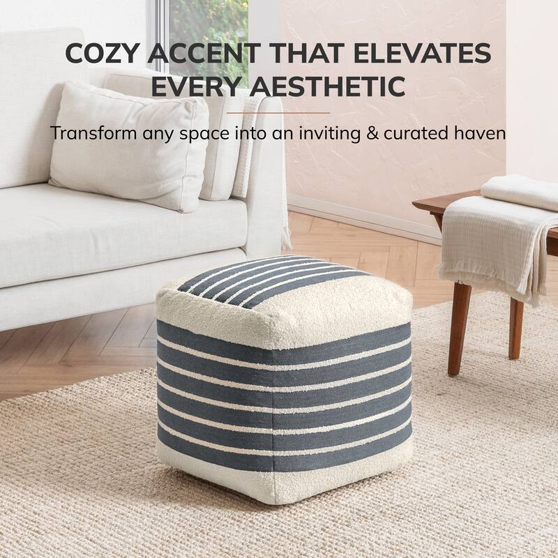 Jani 20-inch Ottoman Pouf - Handcrafted Handmade Ottoman for Seating, Footrest, Home Decor for Living Room, Bedroom