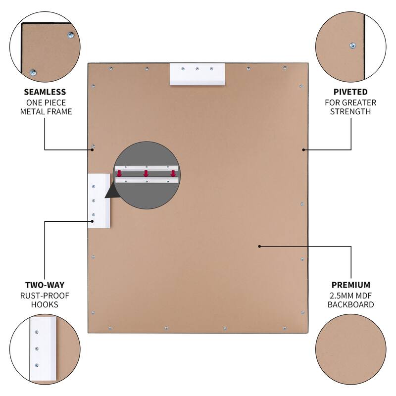 MacLuu Oil Rubbed Bronze Black Rectangle Metal Wall Mirror - 30"×24"
