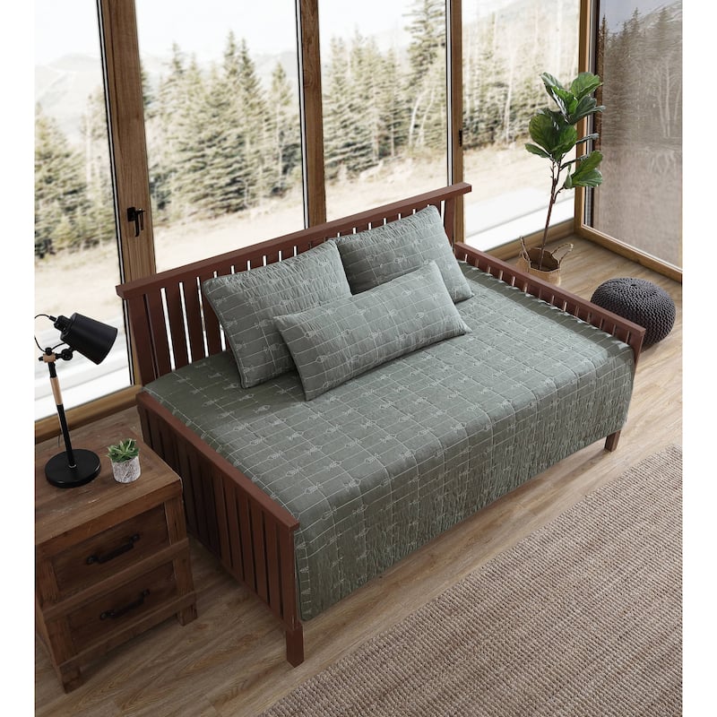 Eddie Bauer Troutdale Solid Cotton Green 4 Piece Daybed Set
