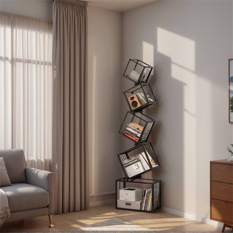 5 Tier Metal Creative Corner Shelf Special-shaped Display Shelf Wall Bookshelf