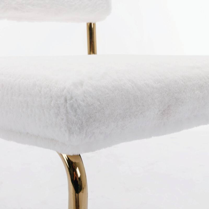 Modern Corduroy Dining Chairs - Gold Metal Base - Armless - Channel Tufting - Set of 2