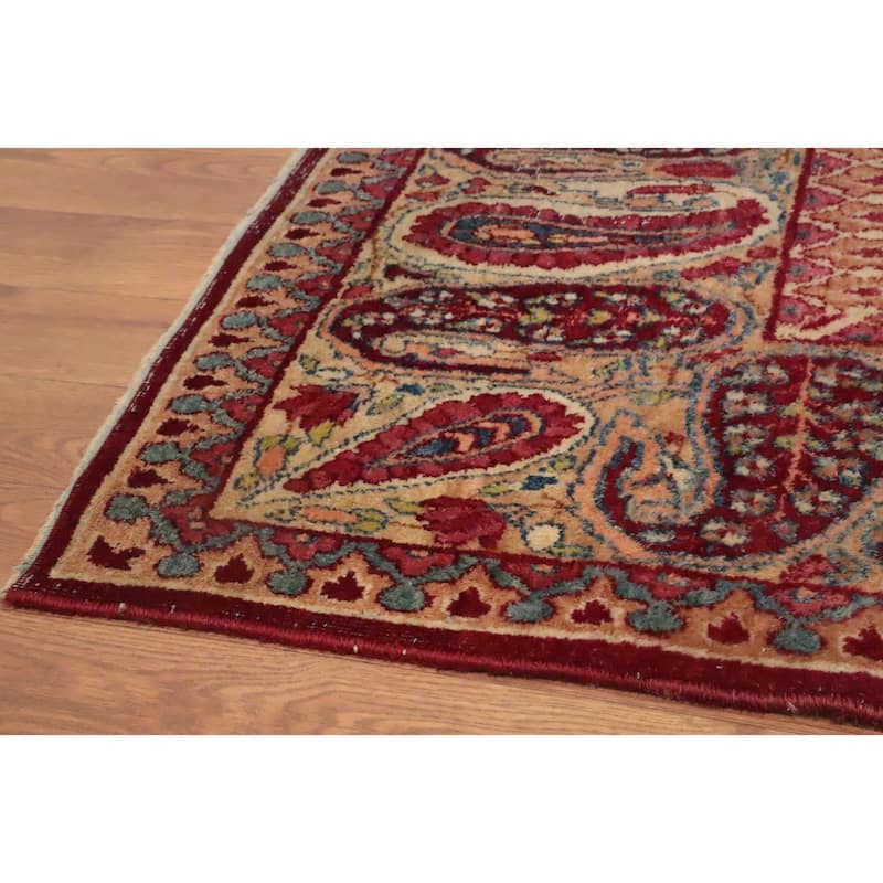 Hand Knotted Oriental 100% Wool Carpet Traditional Floral Navy Blue & Blues Kerman Area Rug - 6' 0'' X 4' 8''