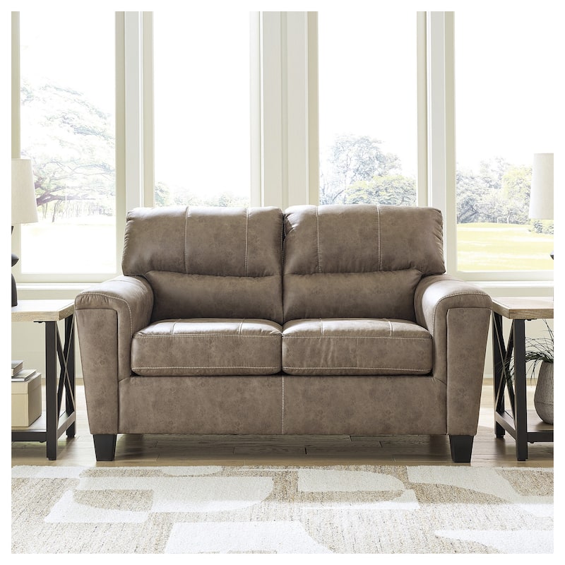 Signature Design by Ashley Navi Fossil Loveseat - 61" W x 38" D x 39" H - Fossil