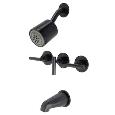 Kingston Brass Manhattan Three-Handle Tub and Shower Faucet