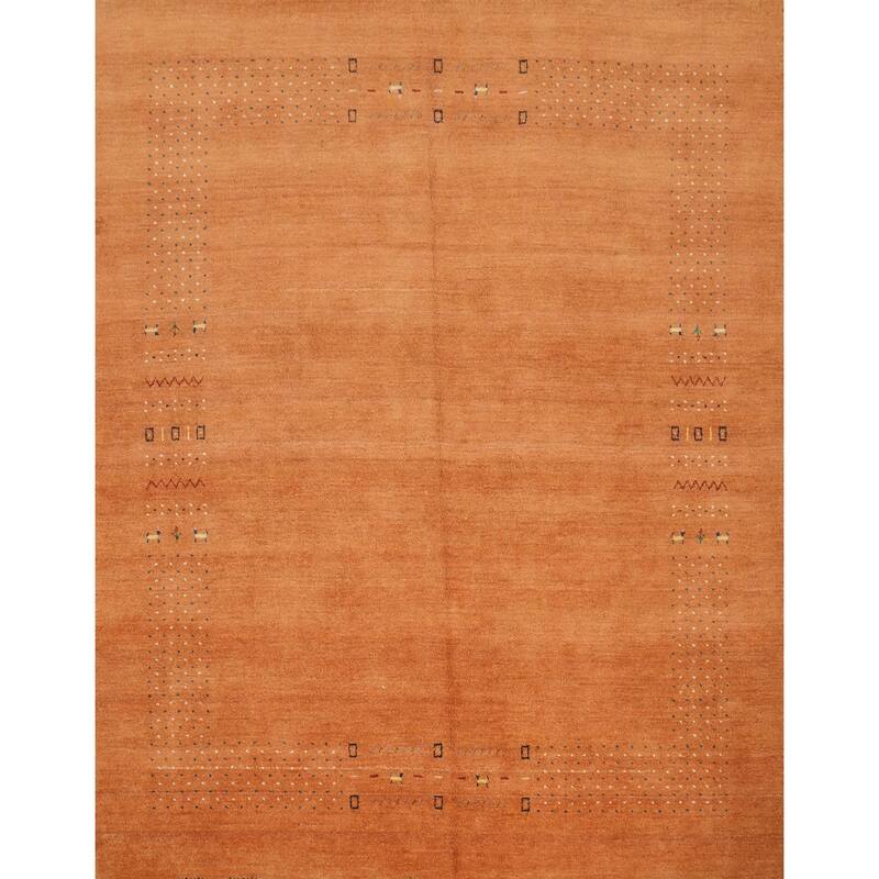 Hand Knotted Oriental 100% Wool Carpet Tribal Animal Pictorial Oranges & Rust Gabbeh Area Rug - 8' 0'' X 7' 10''