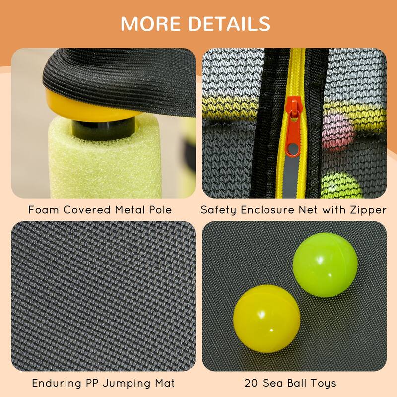 Trampoline Toddler Trampoline with Safety Enclosure & Ball Pit for Indoor or Outdoor Use
