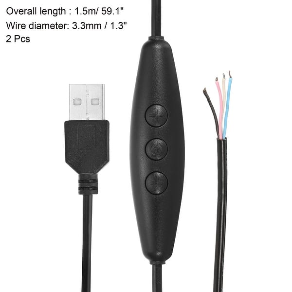 2pcs Lamp Cord Dimmer DC 5V ON/Off USB RGB Colorful Light Dimming