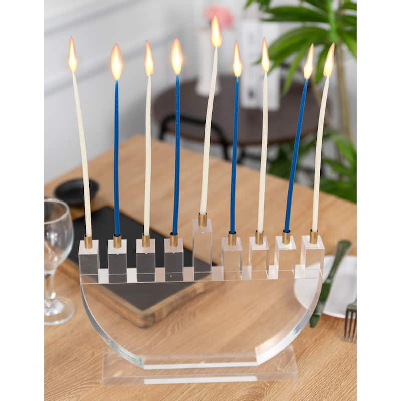 DesignStyles Acrylic Menorah w/ 30mm Candle Holders