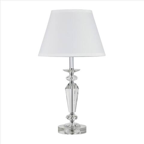 Turned Tubular Crystal Body Table Lamp, Clear - 21.5 H x 11.75 W x 11.75 L Inches