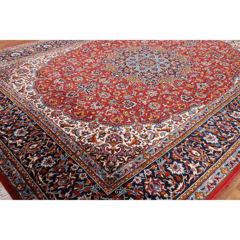 Floral Kashan Turkish Rug Dining Room Machine-Made Carpet - 9'10" x 12'8"