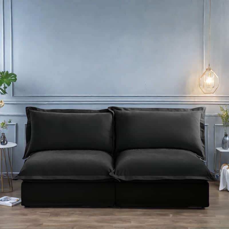 73.2" Chenille Modular 3-Seat Sofa with Removable Washable Covers And Multiple Pillows