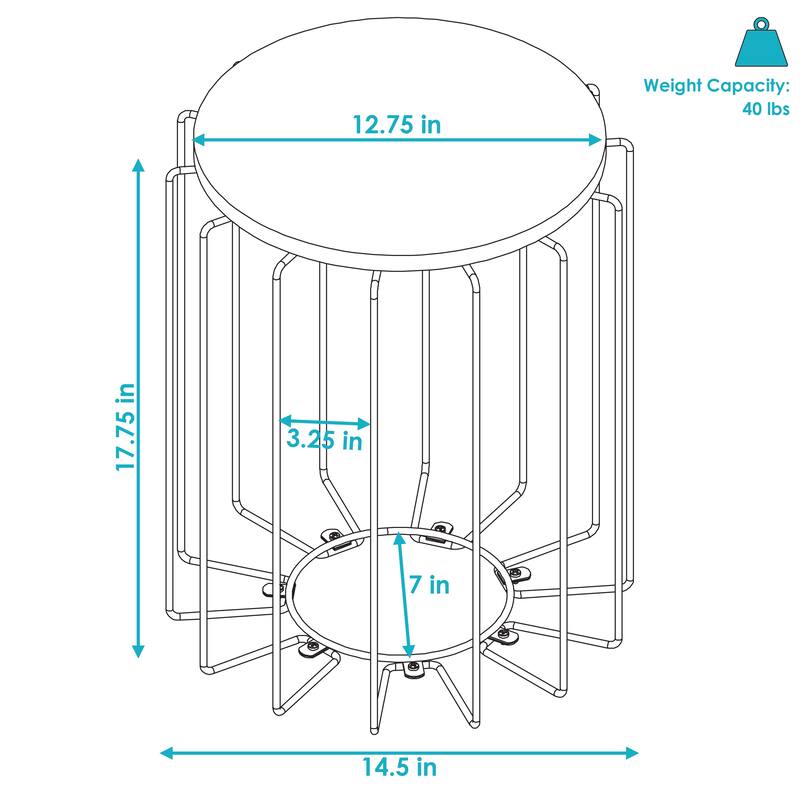 Steel Wire End Table with Faux Woodgrain Tabletop