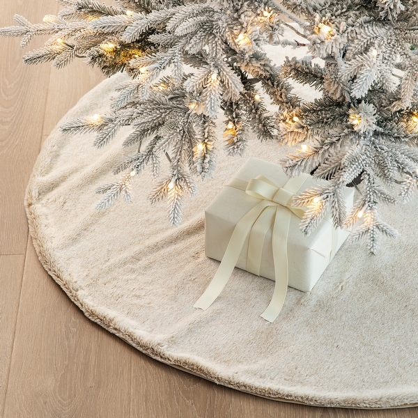 Glitzhome 48 D or 60 D Soft Fake Rabbit Fur Christmas Tree Skirt On Sale Bed Bath Beyond 37703322