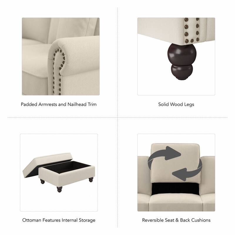 Bush Furniture Coventry Living Room Accent Chair with Ottoman Set