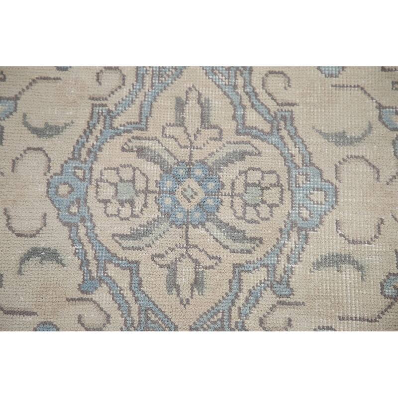 Hand Knotted Oriental 100% Wool Carpet Traditional Floral Beige & Ivories Tabriz Area Rug - 9' 2'' X 5' 6''