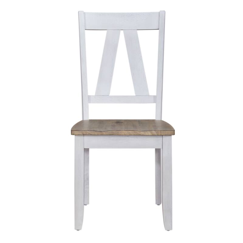 Lindsey Farm Weathered White & Sandstone 7 Piece Trestle Table Set